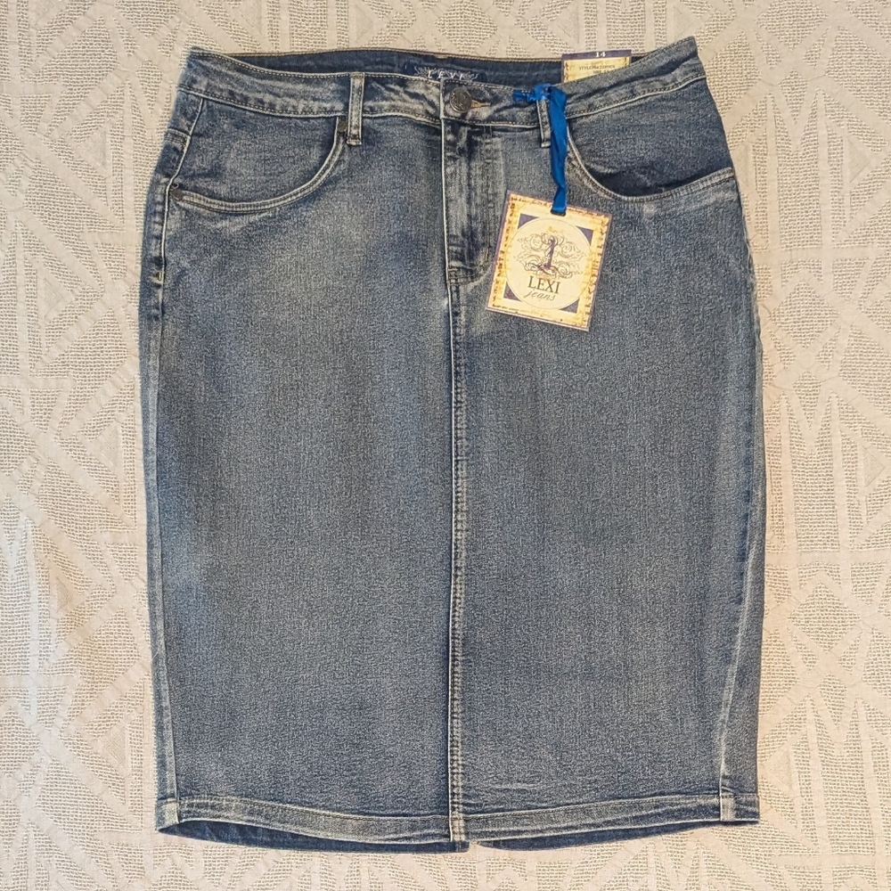 Lexi Jeans Stretch Denim Pencil Skirt - New With Tags